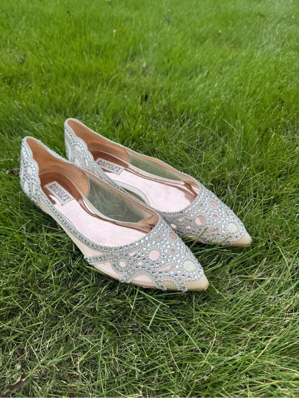 Badgley Mischka Gigi Beaded Pointed-Toe Flats